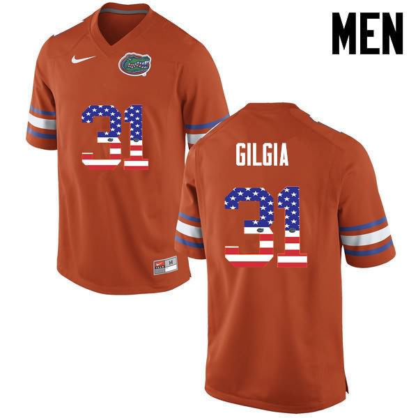 NCAA Florida Gators Anthony Gigla Men's #31 USA Flag Fashion Nike Orange Stitched Authentic College Football Jersey IXD1064NH